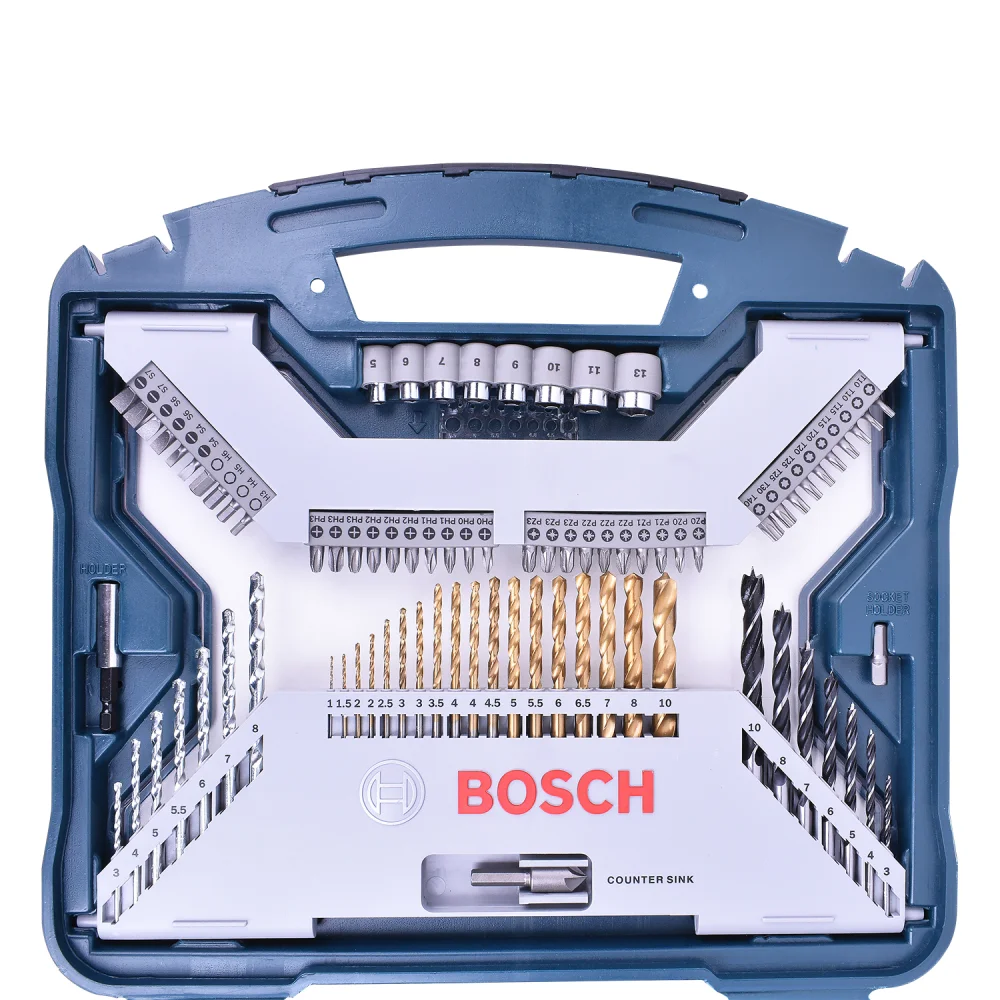 Jogo de Brocas, Nível e Bits Titanium X-Line Bosch - 100 Pçs