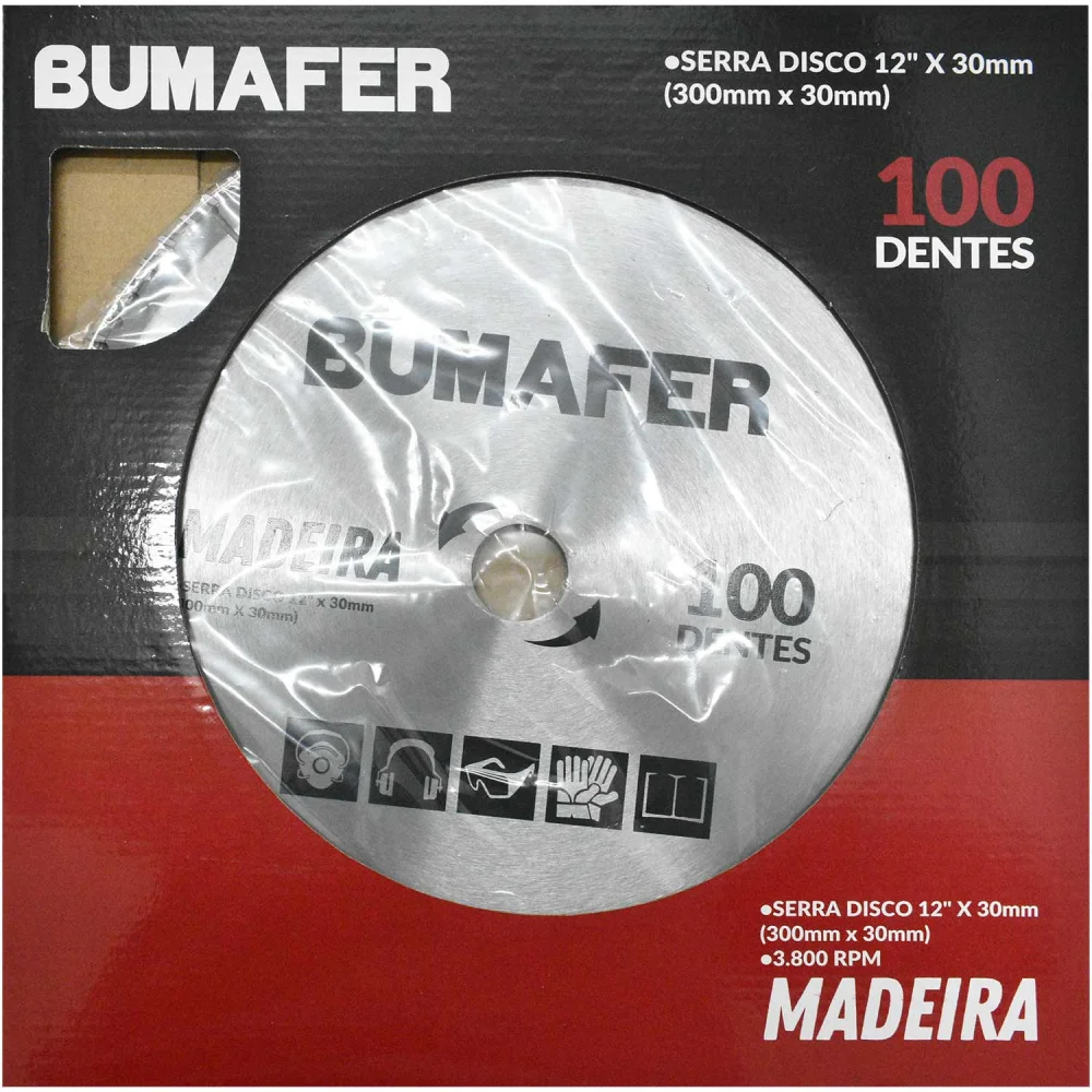 Disco de Serra 12” X 30Mm para Madeira 100 Dentes Bumafer