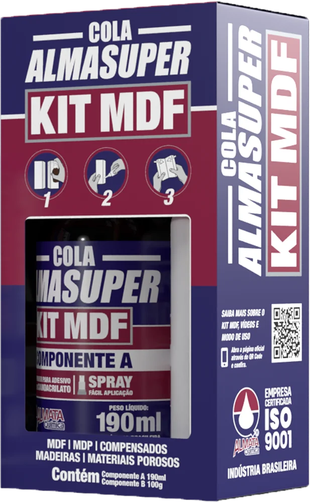 Adesivo Instantâneo Kit Mdf Colar+Primer Almata