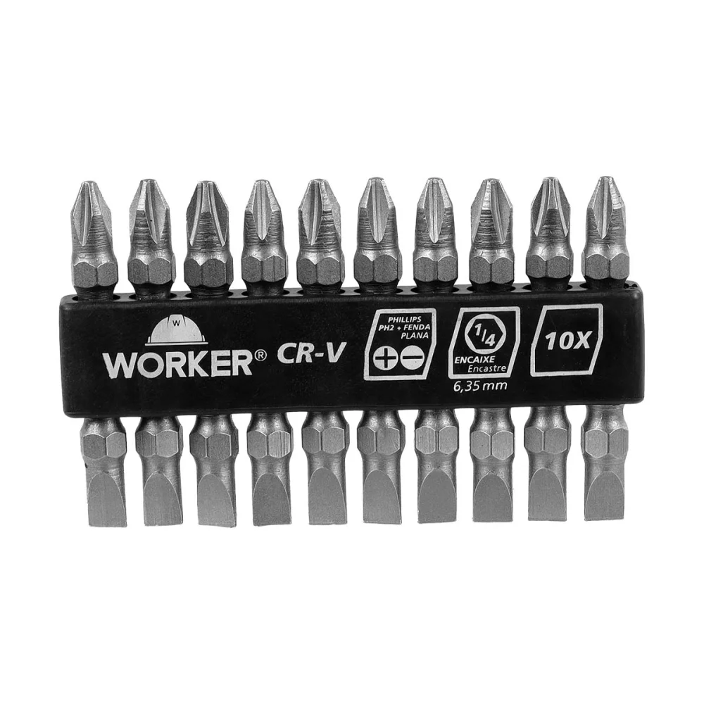 Bits para Parafusadeira Ph2 2" - 50,8Mm 10 Unidades Worker