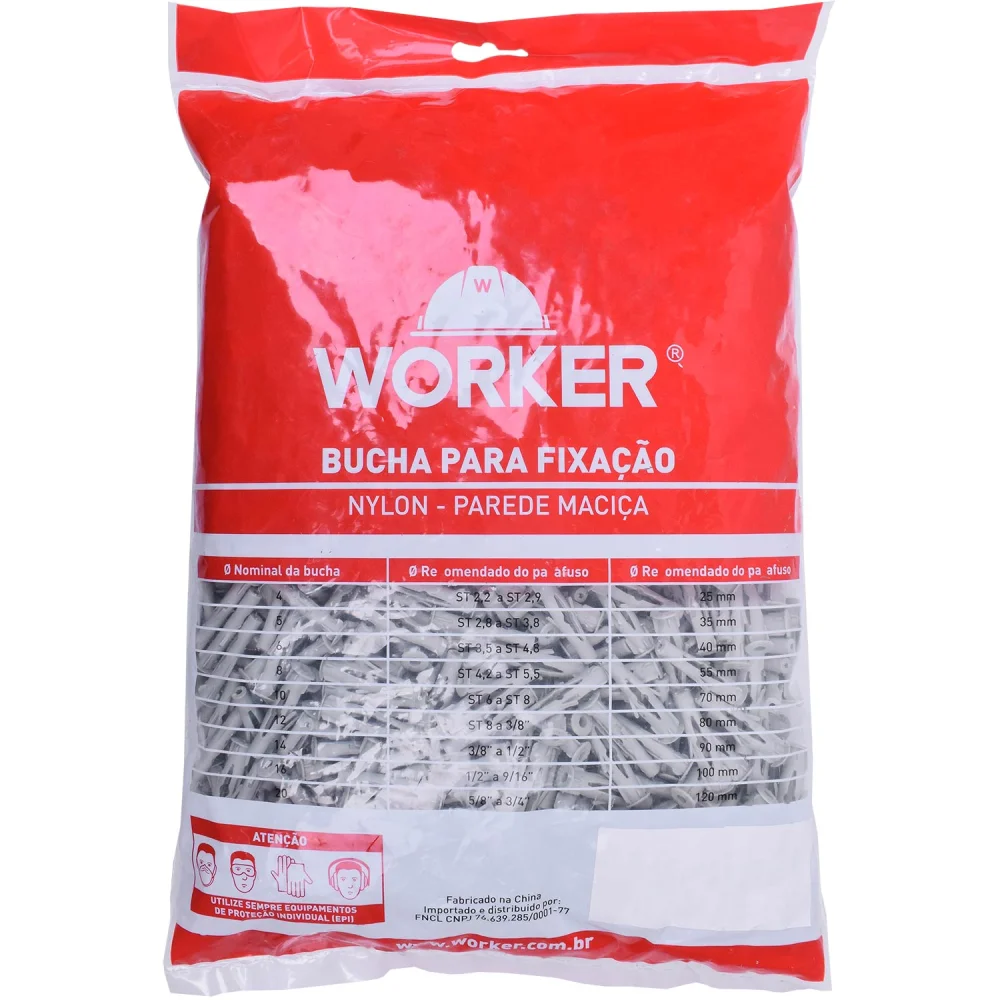 Bucha 06" 1000 Peças Nylon Worker