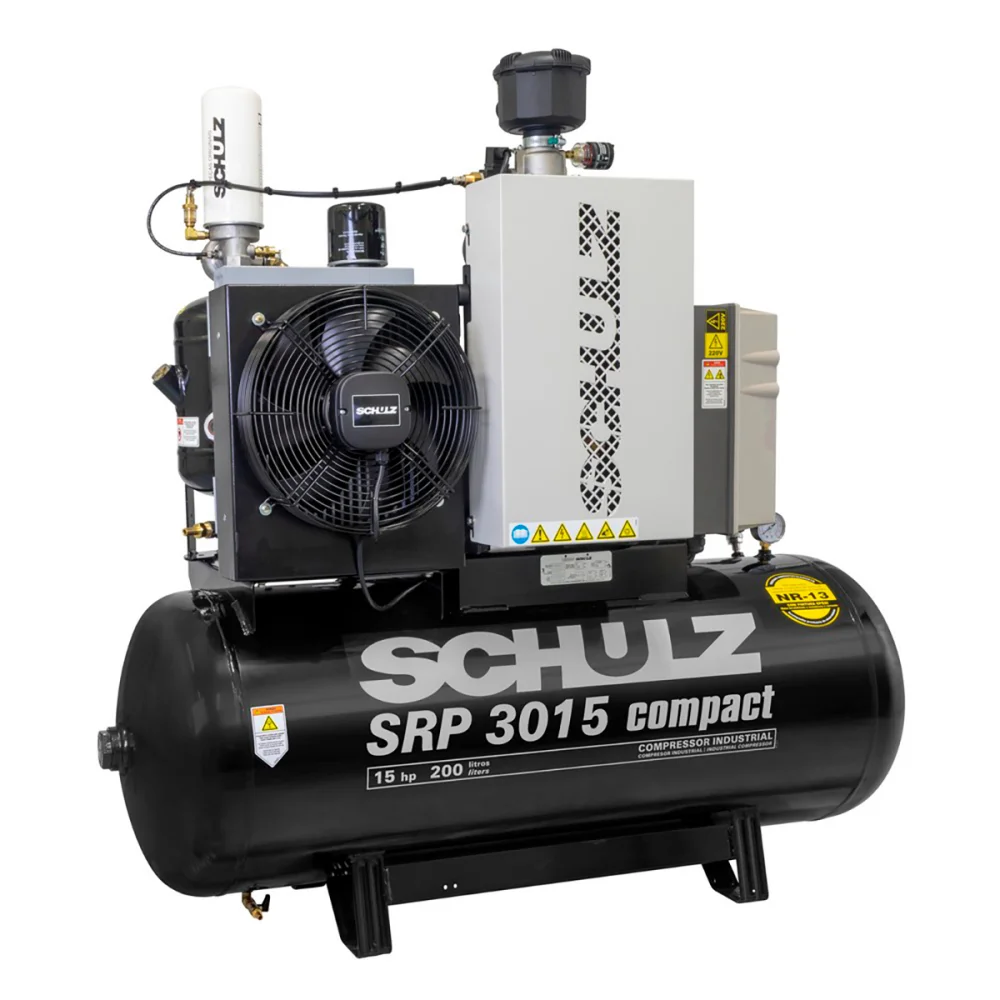 Compressor Ar Parafuso 160PSI 15Cv Trifásico 380V Schulz em oferta!
