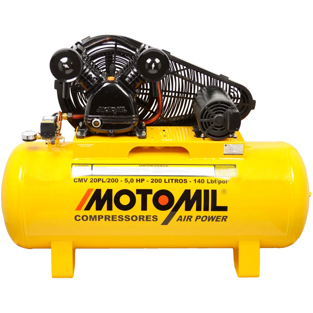 Compressor de Ar 20 Pés 200 L Cmv20Pl/200 Motomil -220/380V