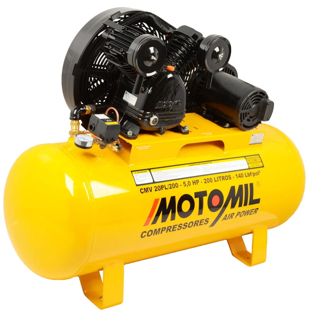 Compressor de Ar 20 Pés 200 L Cmv20Pl/200 Motomil -220/380V