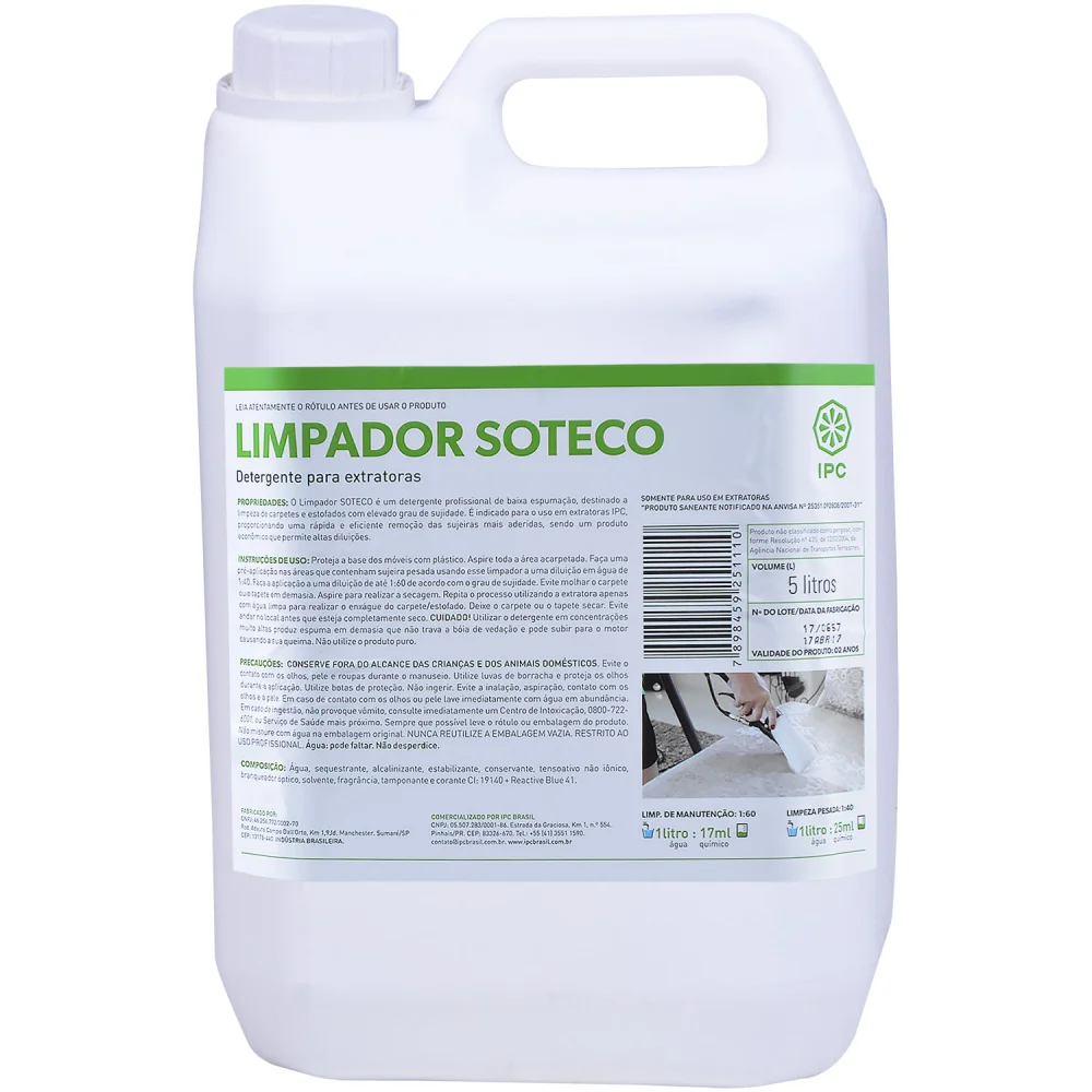 Detergente/Limpador para Extratoras 5 Litros Ipc Soteco