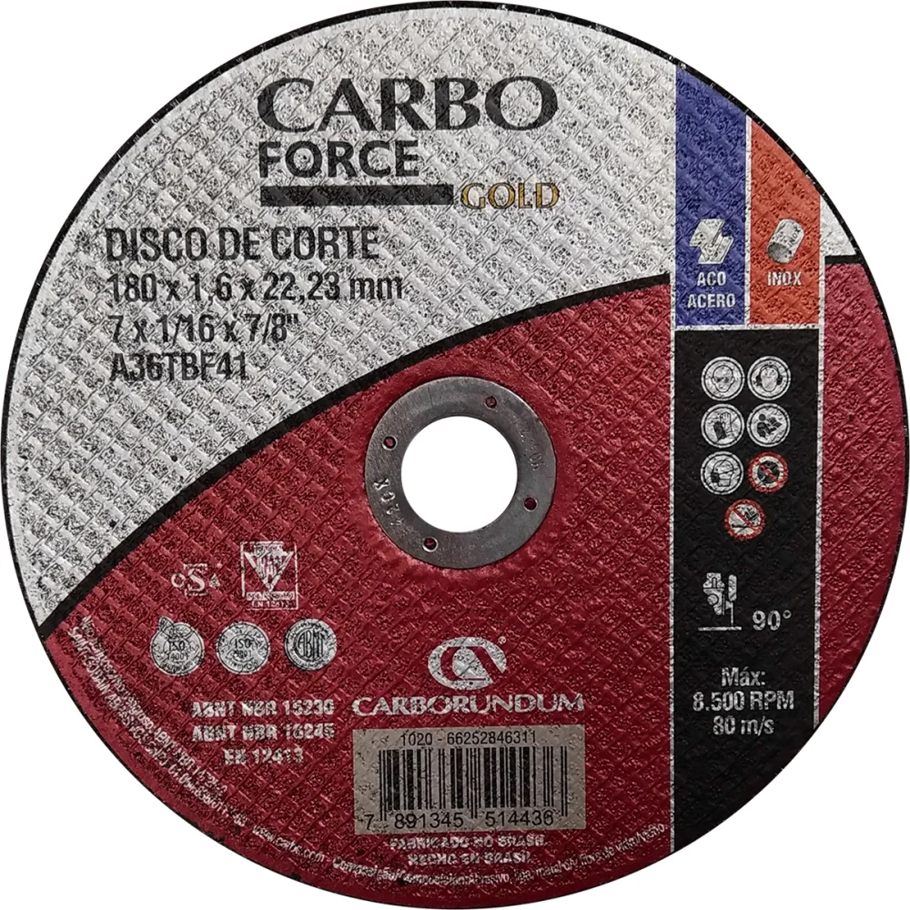 Disco de Corte Fino 180X1,6X22,23Mm T41 Force Gold Carbo