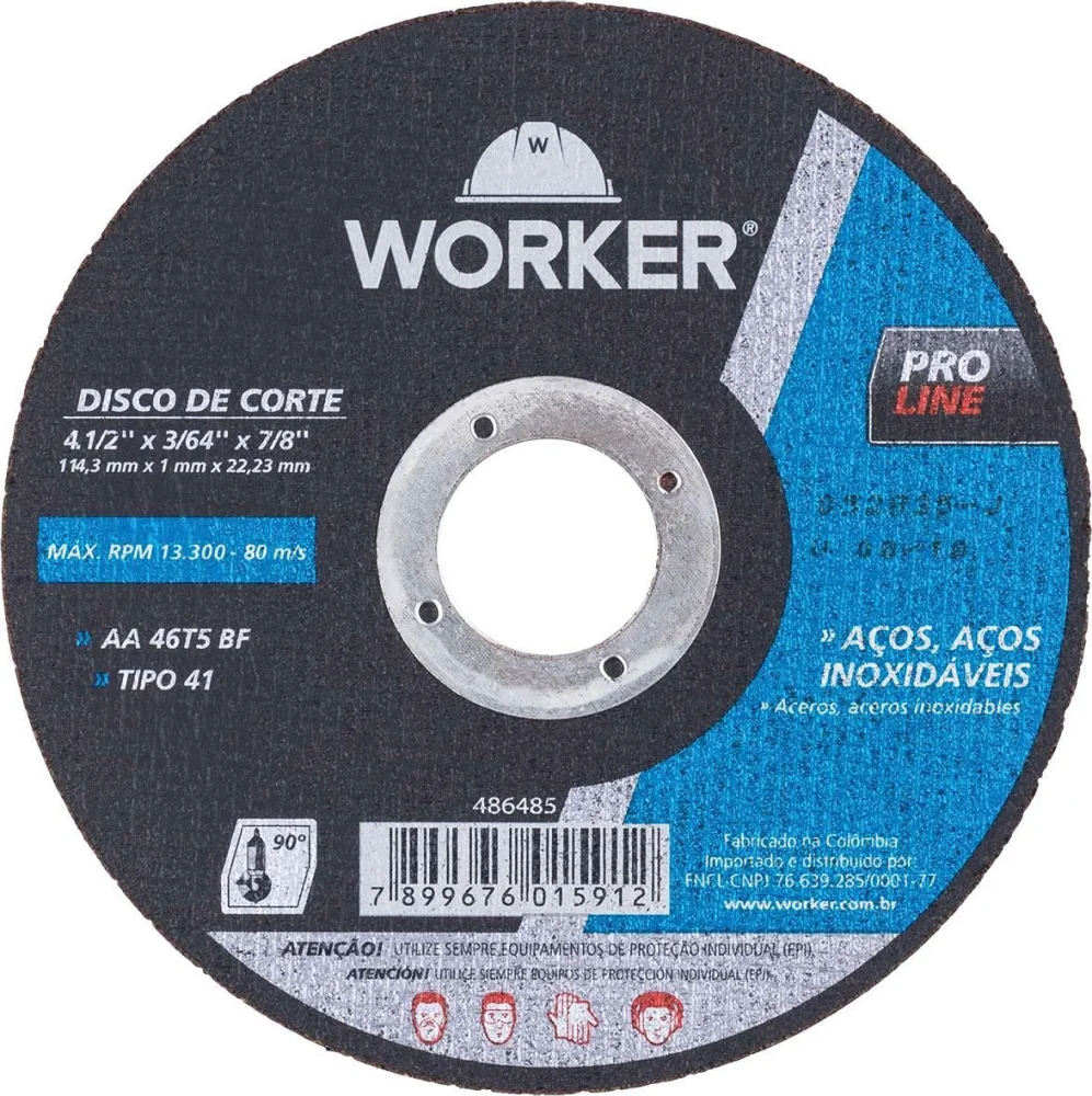Disco Corte Fino Inox 4.1/2"x1/16"x7/8" Worker