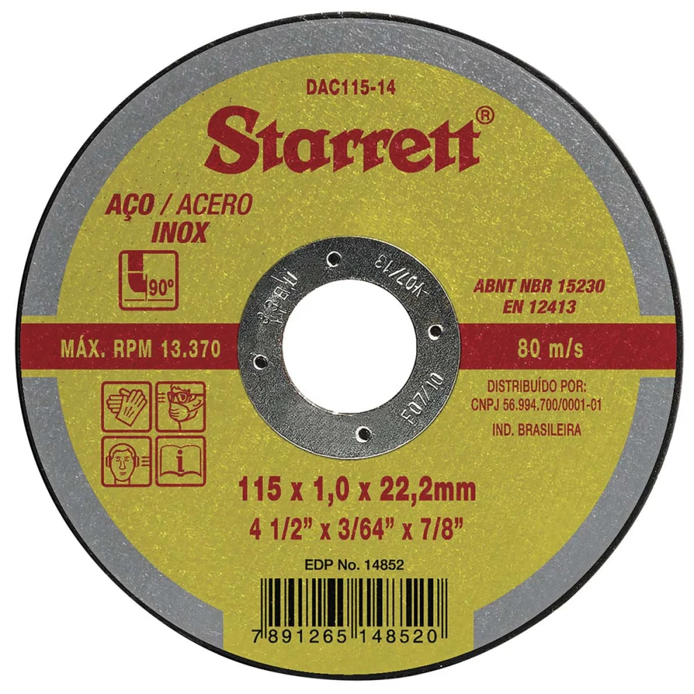 Disco Corte Fino Starrett 4.1/2"X1 22,22Mm