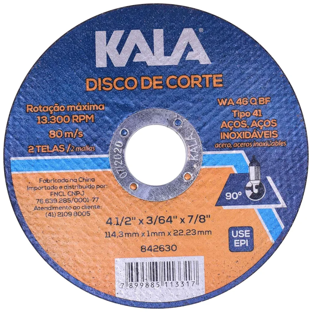 Disco de Corte Inox 115Mmx1Mmx22,23Mm Kala