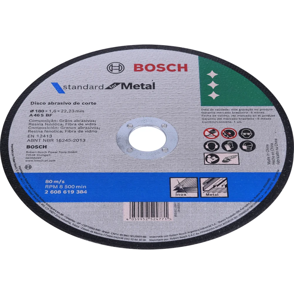 Disco Abrasivo Corte para Metal Inox Grão 46 7" 7/8" Inox Bosch