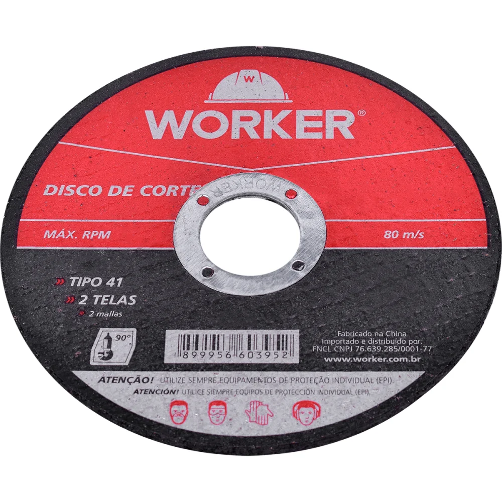Disco de Corte em Aço Inoxidável 2 Telas 4.1/2" 7/8" Worker