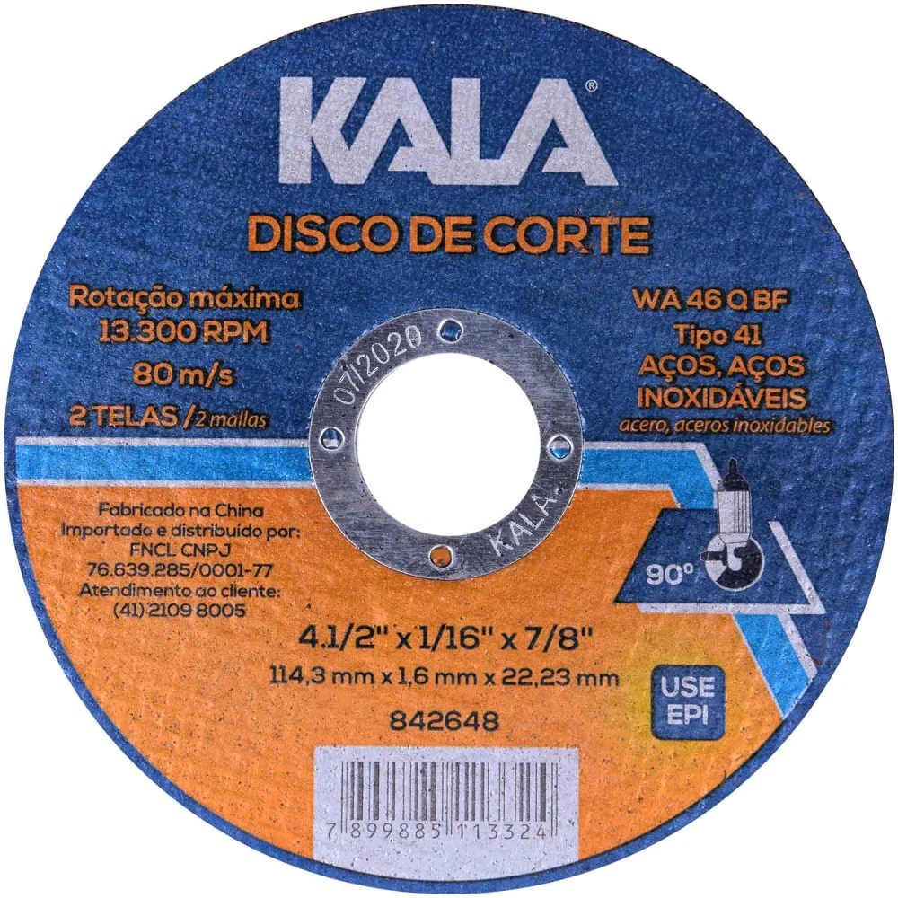 Disco de Corte Fino 114,3X1,6X22,23Mm Kala