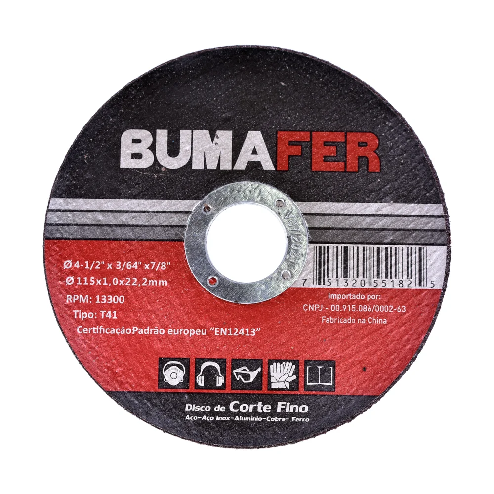 Disco de Corte Fino Inox 4.1/2" 1 MM X 7/8" Bumafer