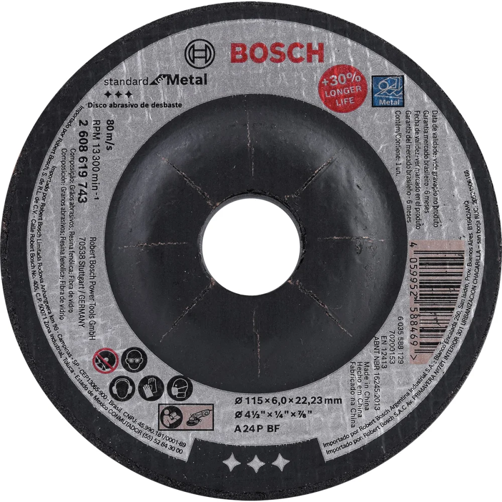 Disco de Desbaste Standard Deprimido para Metal 4.1/2" Bosch