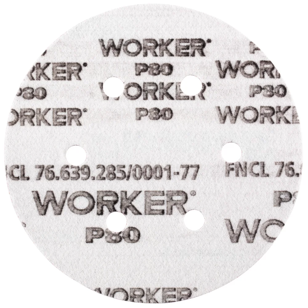 Disco de Lixa Tipo Velcro 6" 152Mm Grão 80 Worker