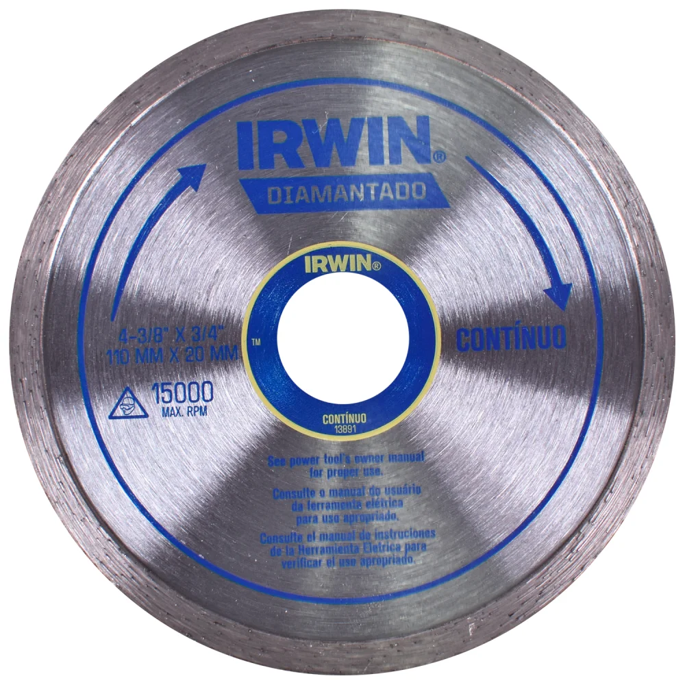 Disco Diamantado 110Mm Liso (Contínuo) Irwin - Corte a Seco