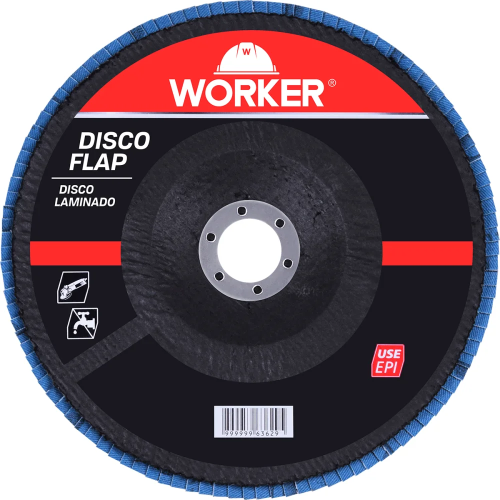 Disco Flap Inox Reto Grão 60 7"X7/8" 8500Rpm Worker