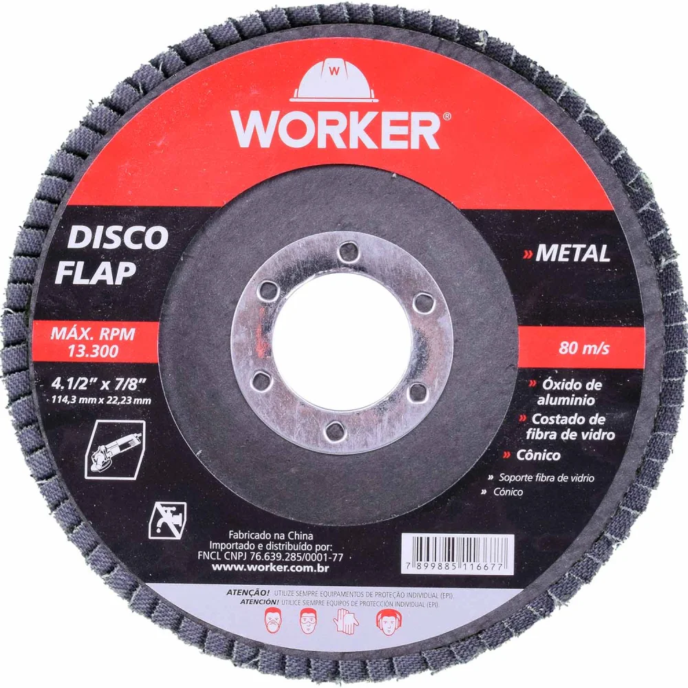 Disco Flap Reto G60 115Mm X 22,23Mm Metal Worker