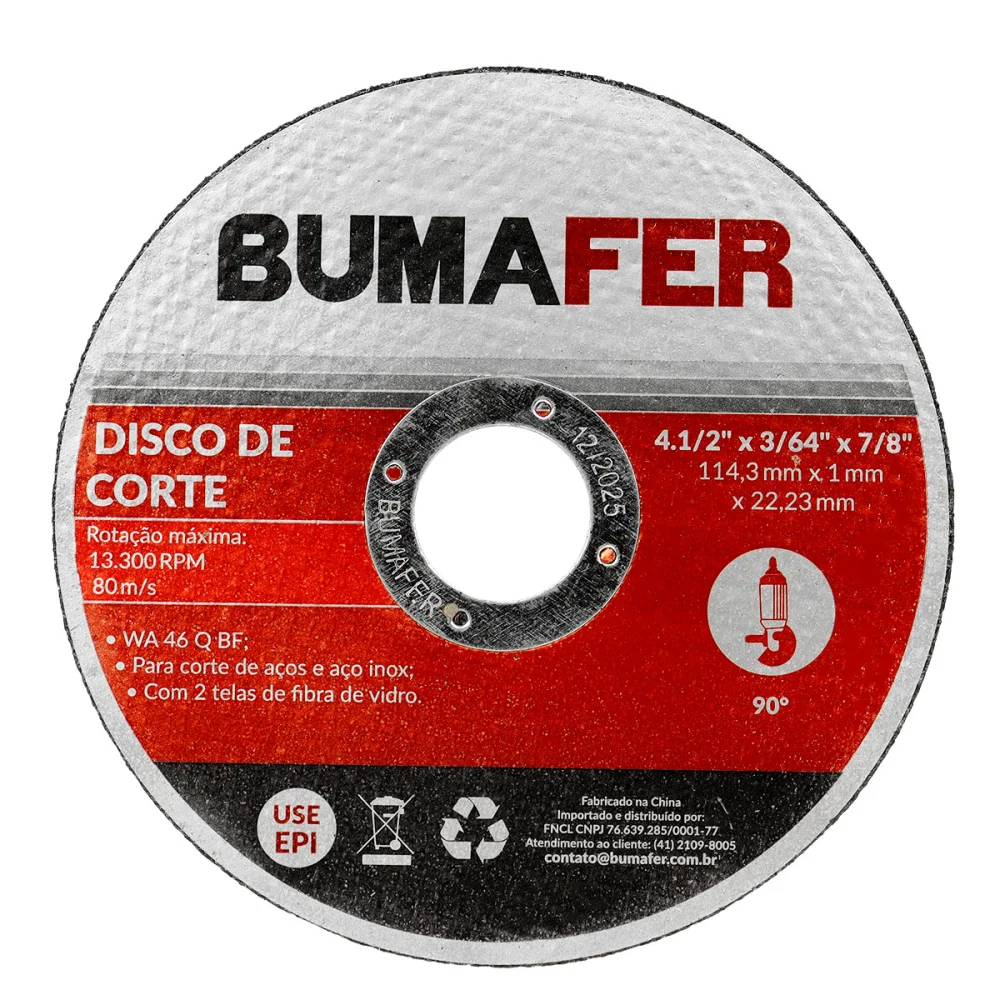 Disco de Corte Inox 4.1/2" X 1Mm 55 Peças Bumafer