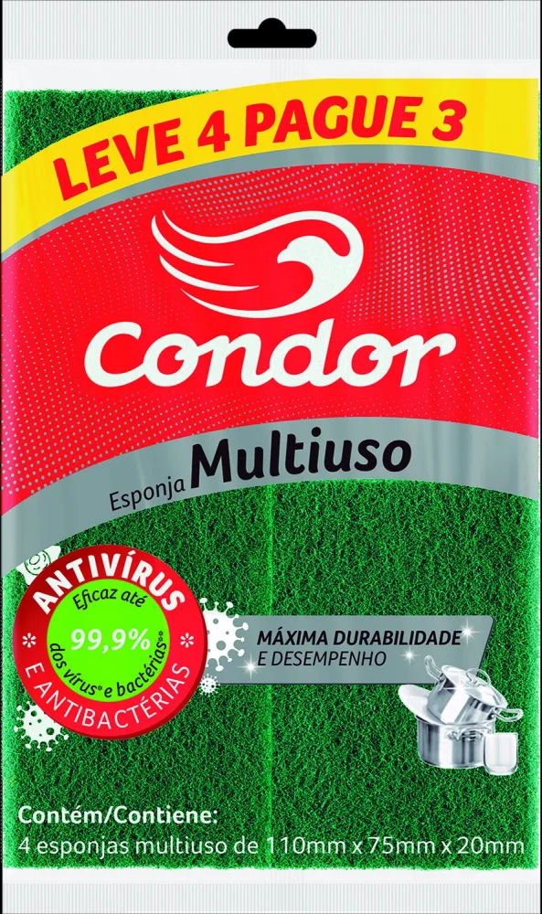 Esponja Multiuso L4P3 Limpeza Pesada Condor