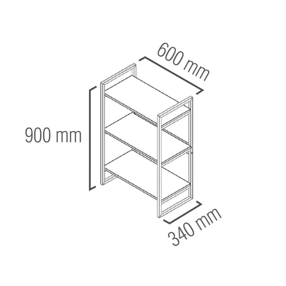 Prateleira Industrial com 3 Prateleiras 60 X 30 CM Avelã Brasforma