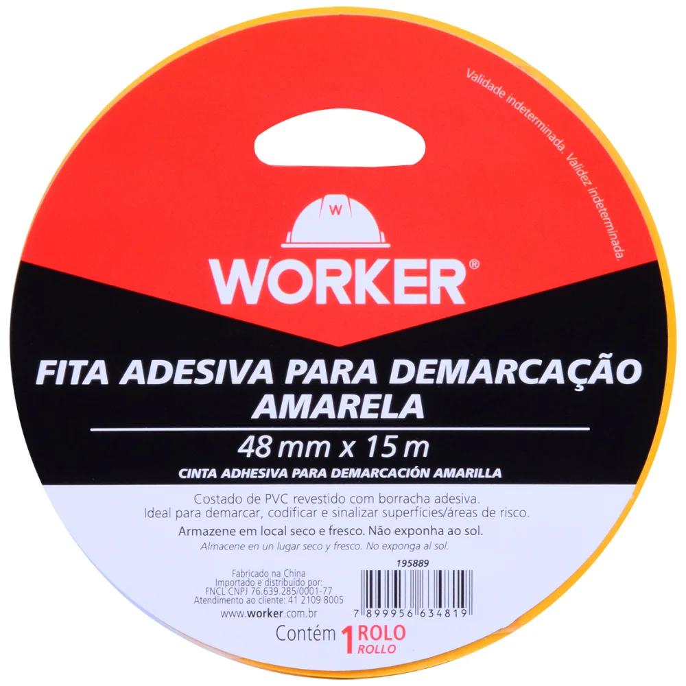 Fita Adesiva para Demarcação 48Mm 15M Amarela Worker