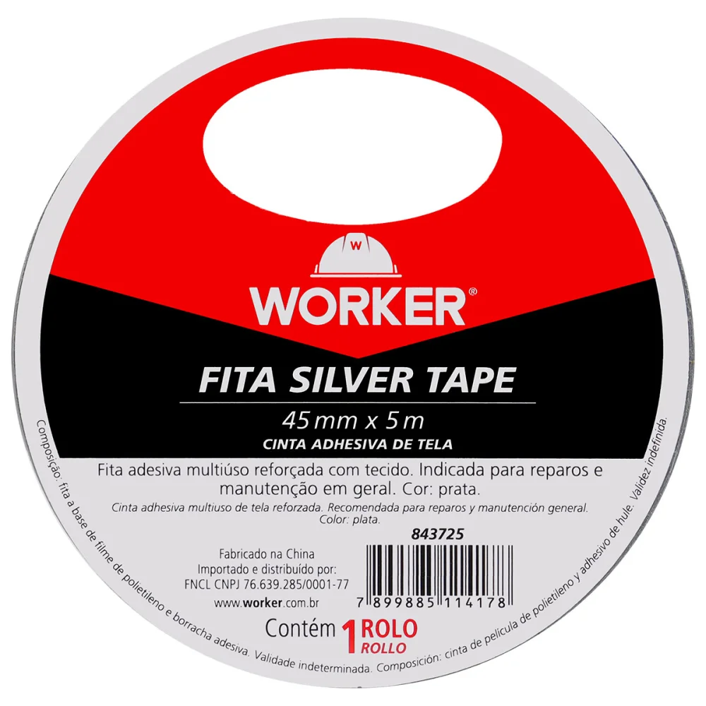Fita Adesiva Silver Tape Multiuso 45Mm X 5M Worker