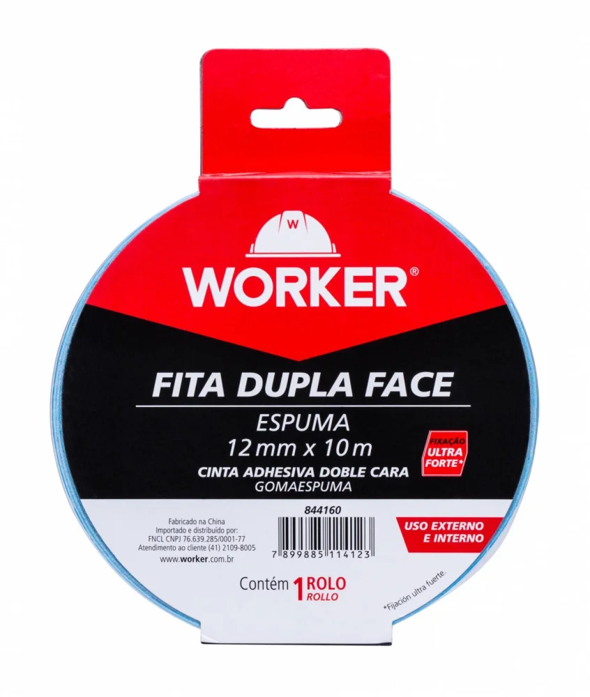 Fita Dupla Face Espuma uso Externo e Interno 12Mmx10M Worker