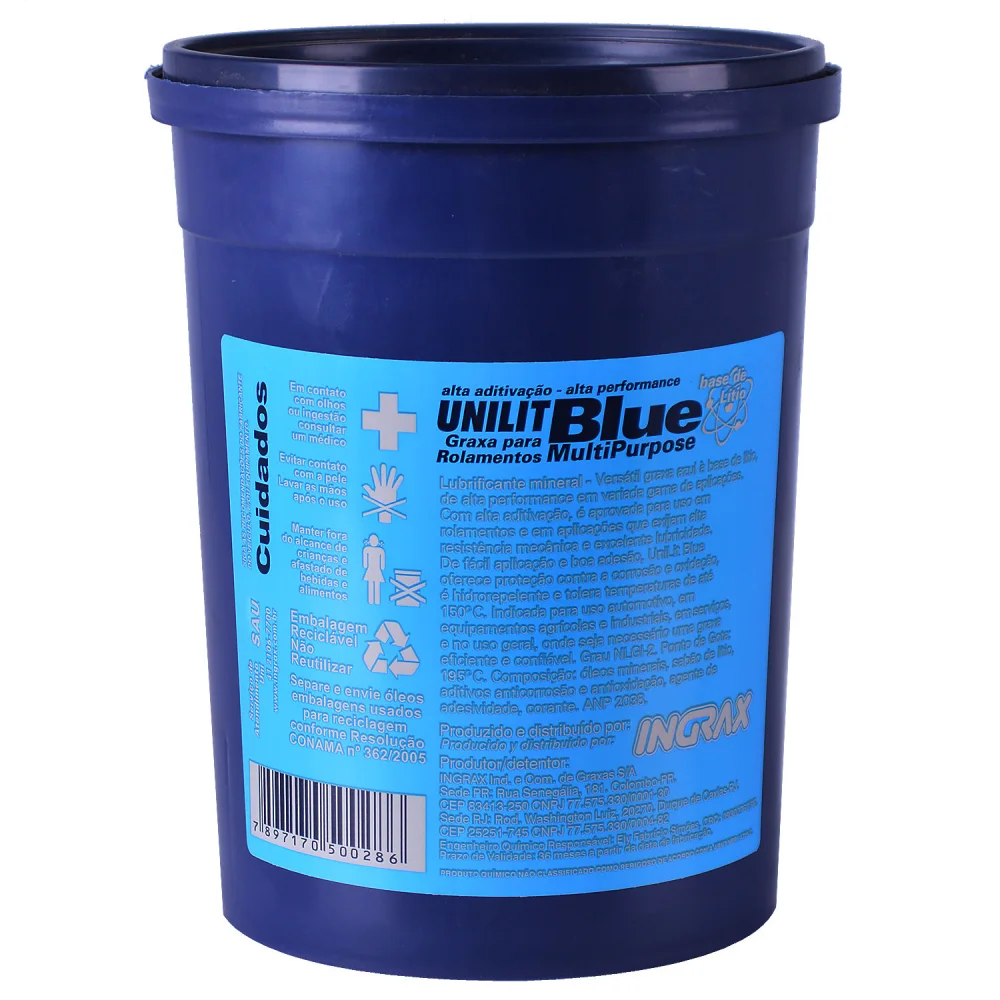 Graxa Azul para Rolamentos e Mancais Unilit Blue-2 1Kg Ingrax