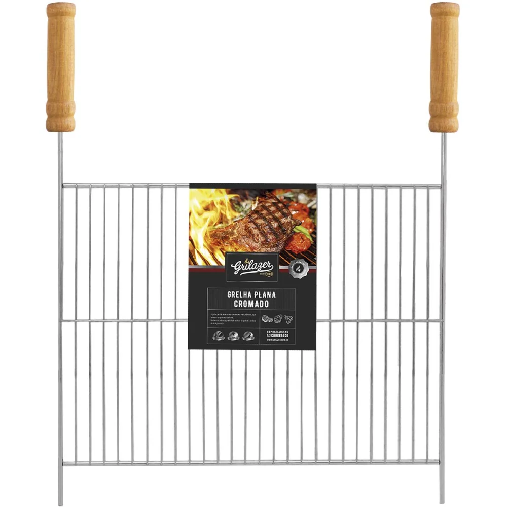 Grelha Plana para Churrasco Cromado 40X50Cm Grilazer