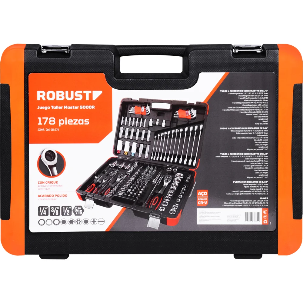 Jogo de Soquetes e Bits Master com 178 Peças 5000R Robust