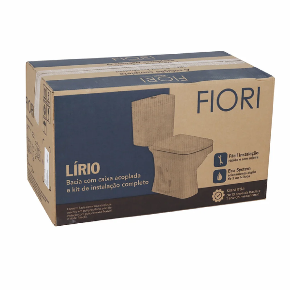 Kit Vaso Sanitário Caixa e Assento C/ Duplo Acionamento 3/6L Lírio Fiori