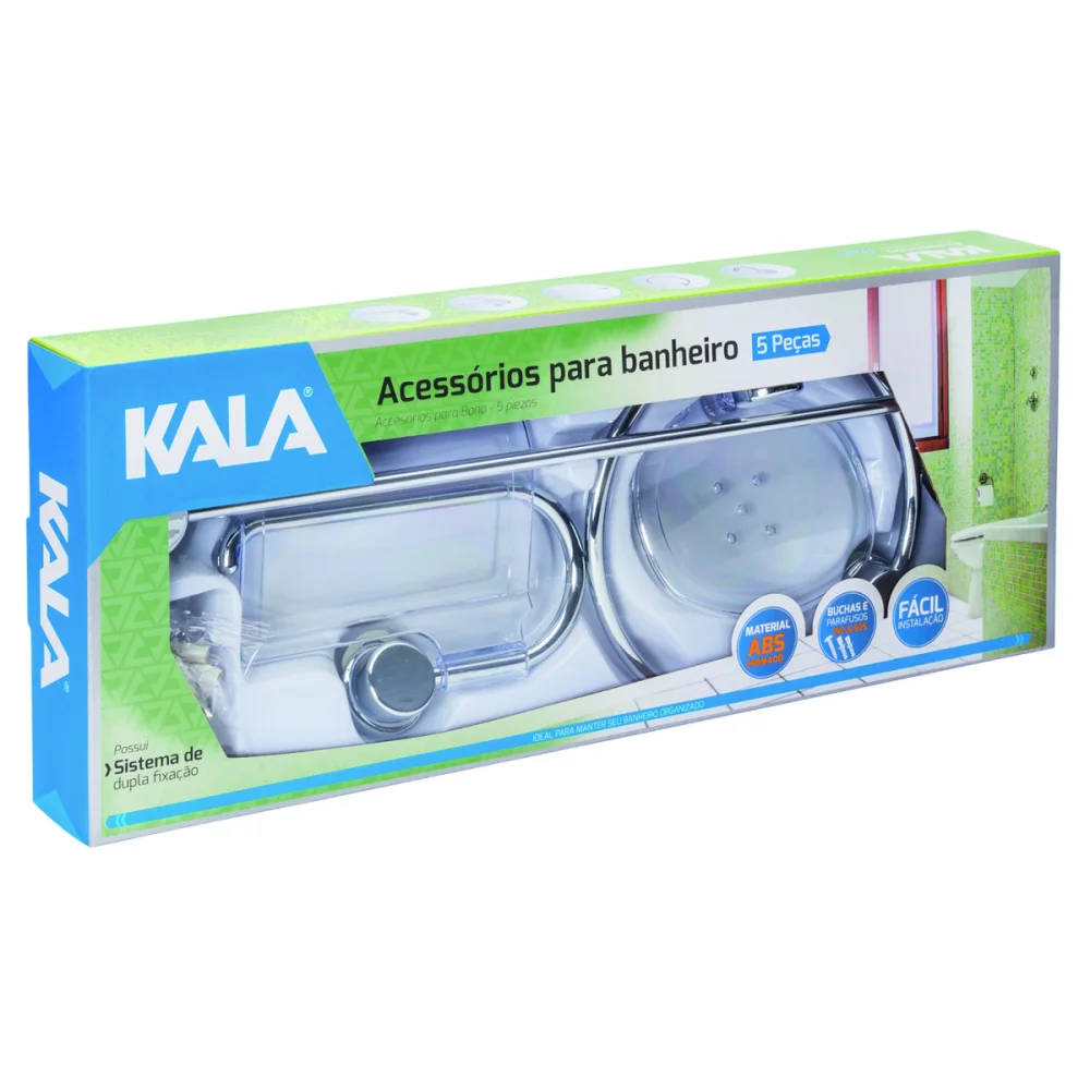 Kit de Acessórios para Banheiro com Abs Cromado 5 Peças Kala