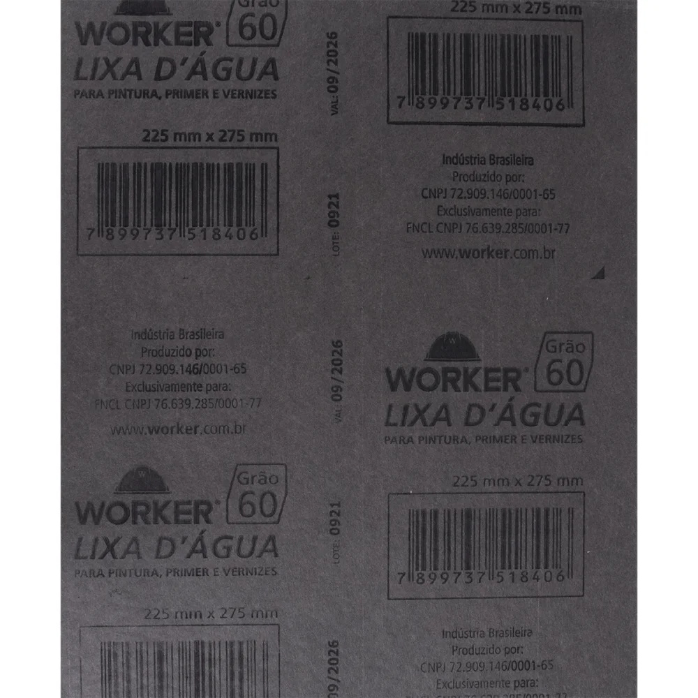 Lixa D'água para Desbaste Grão 60 225X275Mm Worker