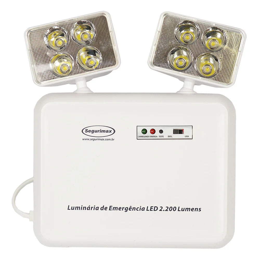Luz de Emergência Led 2 Faróis 2200 Lumens Segurimax - Bivolt
