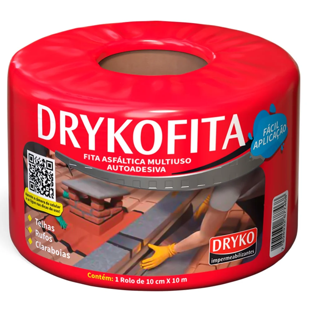 Fita Adesiva Asfáltica Alumínio Drykofita 10Cmx10M Dryko