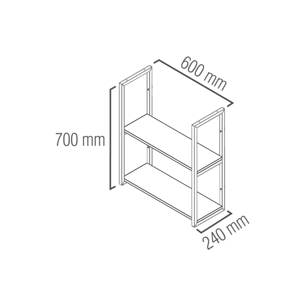 Prateleira Industrial Parede/Teto com 2 Prateleiras 90 X 20 CM Avelã Brasforma