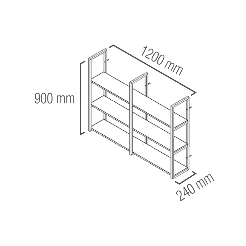 Prateleira Industrial Parede/Teto com 3 Prateleiras 120 X 20 CM Preta Brasforma