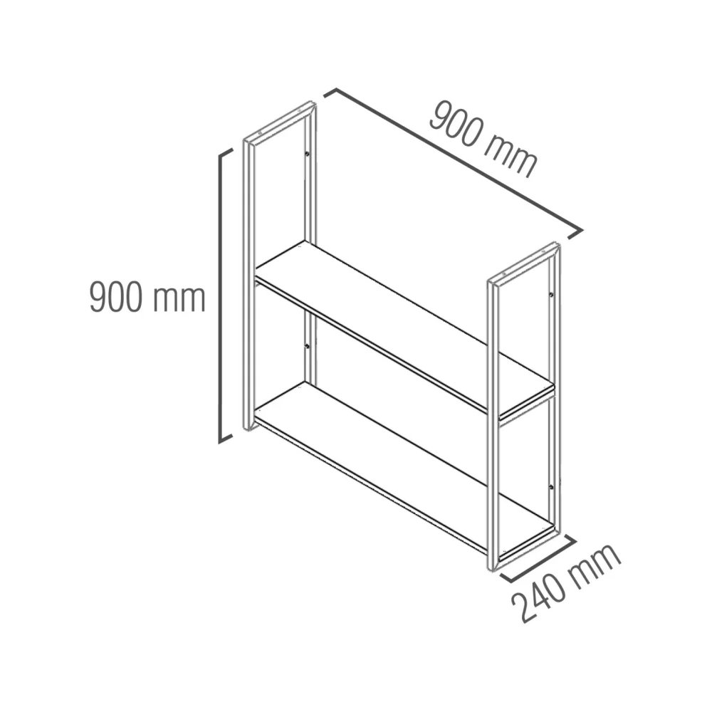 Prateleira Industrial Parede/Teto com 2 Prateleiras 90 X 20 CM Preto Brasforma