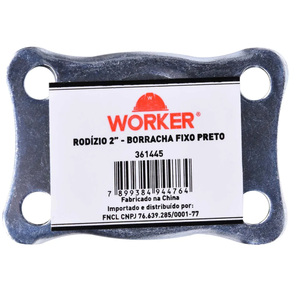 Rodízio de Borracha 50Mm Fixo Preto Worker