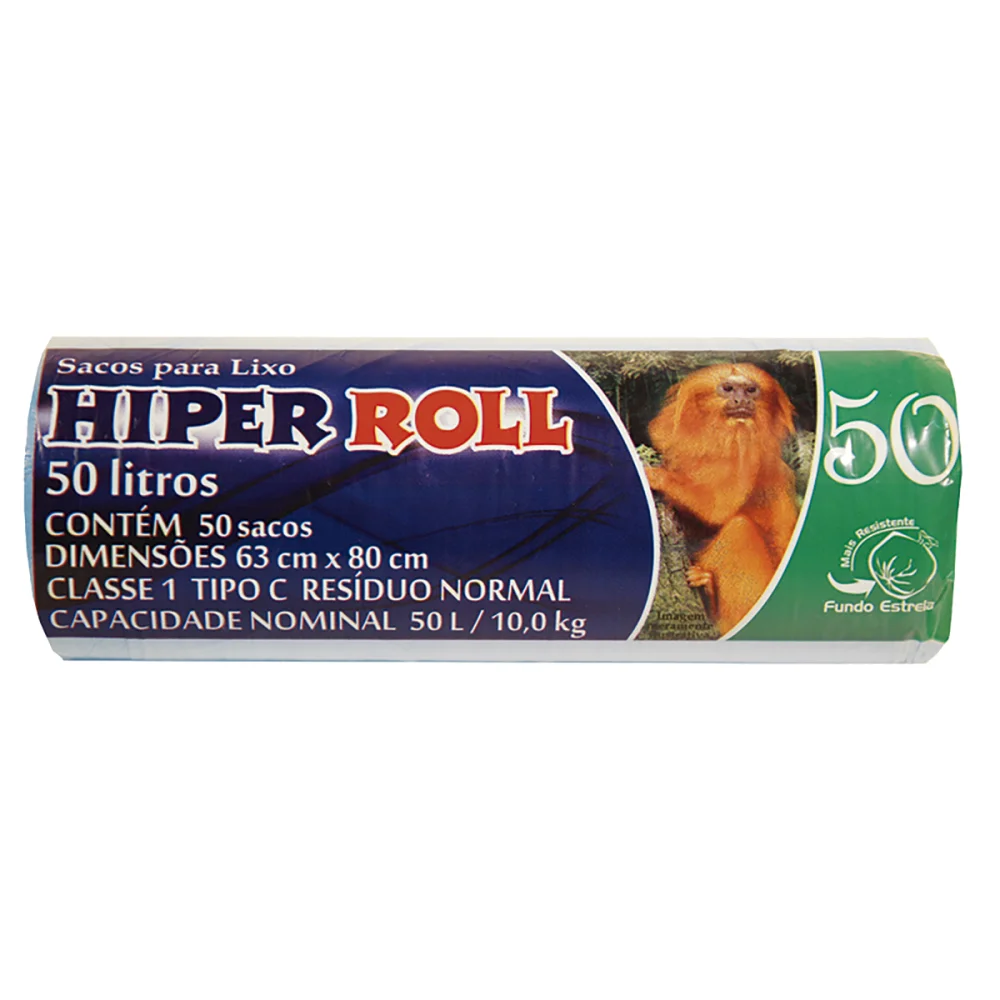 Saco de Lixo 50L Azul 50Pçs Hiperroll
