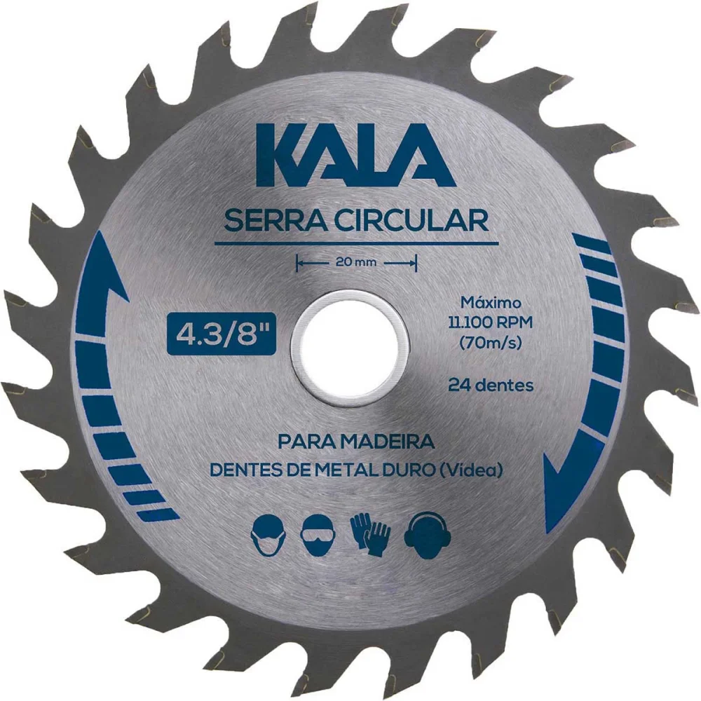 Serra Circular para Madeira 110 MM X 20Mm com 24 Dentes Kala