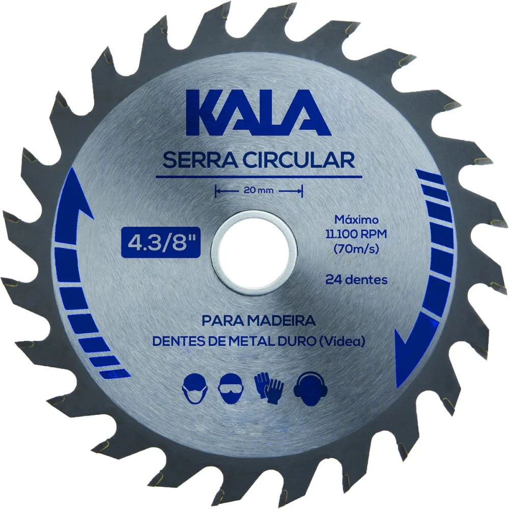 Serra Circular Vídea para Madeira 4.3/8" 110Mm 24 Dentes da Kala