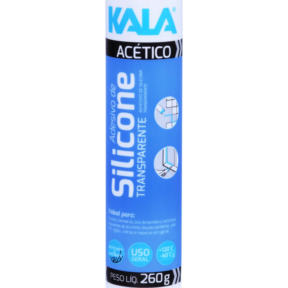 Silicone Acético Transparente 260G -40°C a 120°C Kala