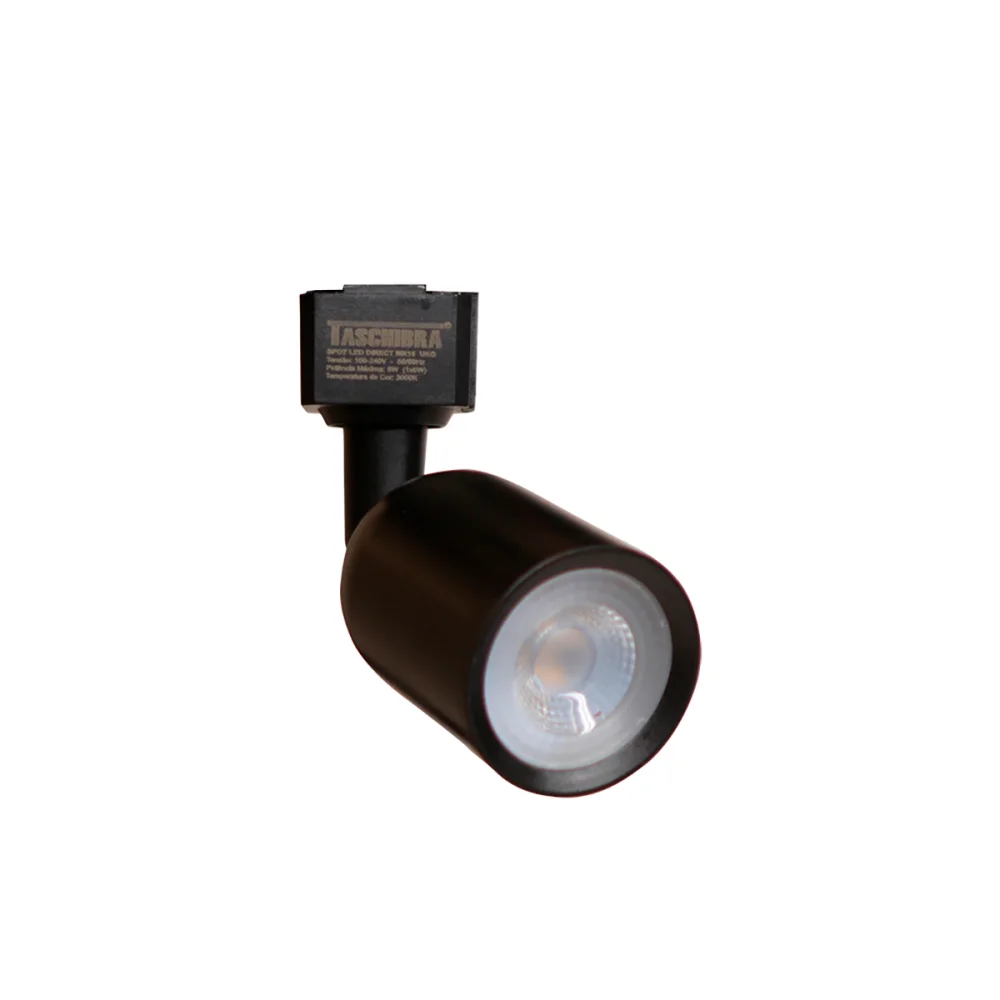 Spot Led Trilho Mr16 6W 3000K Preto Taschibra