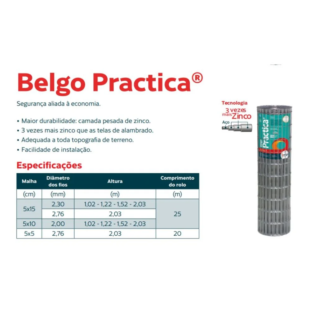 Tela Practica Soldada 25M 5X15X2,30Mm 1,83 Belgo