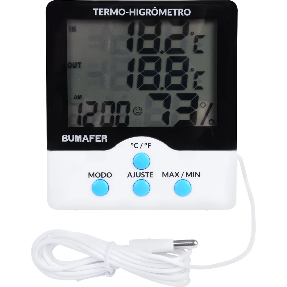Termo Higrômetro Digital de Temperatura e Umidade 1,5M Bumafer