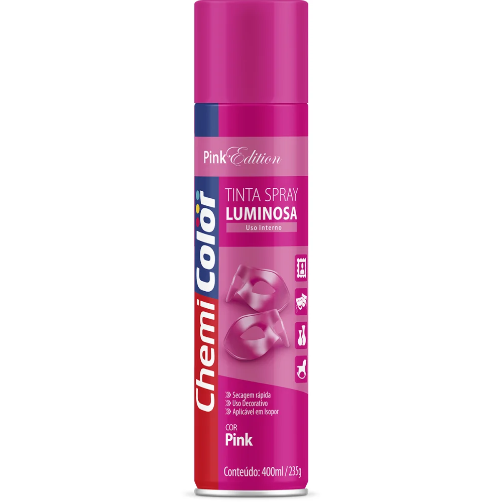 Tinta Spray Cores Luminosas 400Ml/250G Pink Chemicolor