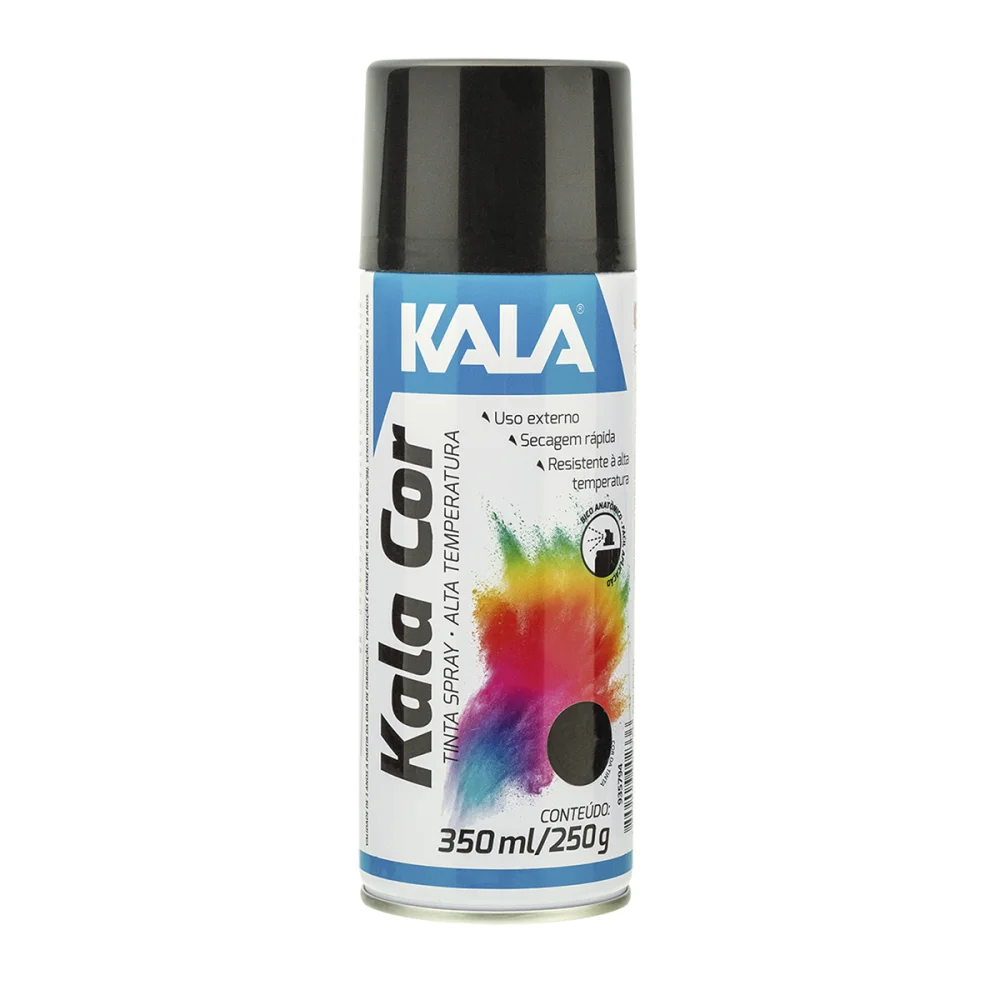 Tinta Spray Kala Alta Temperatura Preto Brilho 350Ml
