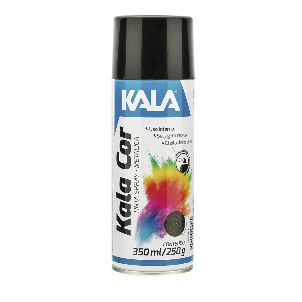 Tinta Spray Metálica para uso Geral Preto 350Ml Kala